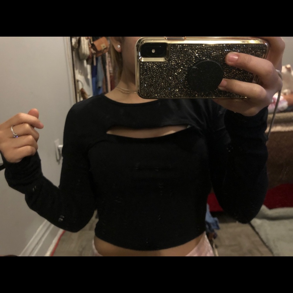 Open chest long sleeve shirt